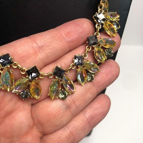 957 J.Crew Goldtone AB Aurora Borealis station necklace 18"-20" - Picture 2 of 3